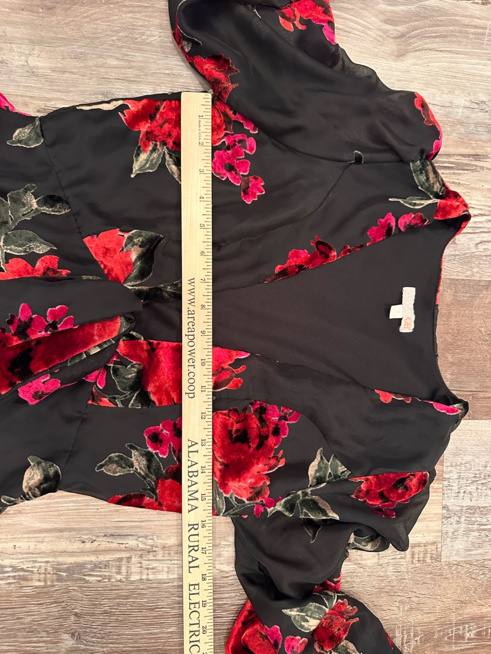 Velvet Burnout Dark Floral Sheer V Neck Floral Tie-Front Blouse Kimono Sz M - Picture 4 of 11